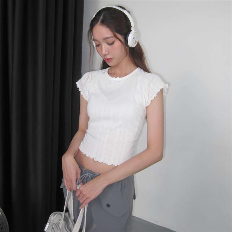 ใหม่ เสื้อยืดลําลอง คอกลม แขนสั้น ทรงสกินนี่ สีพื้น แฟชั่นฤดูร้อน สําหรับสตรี 2024