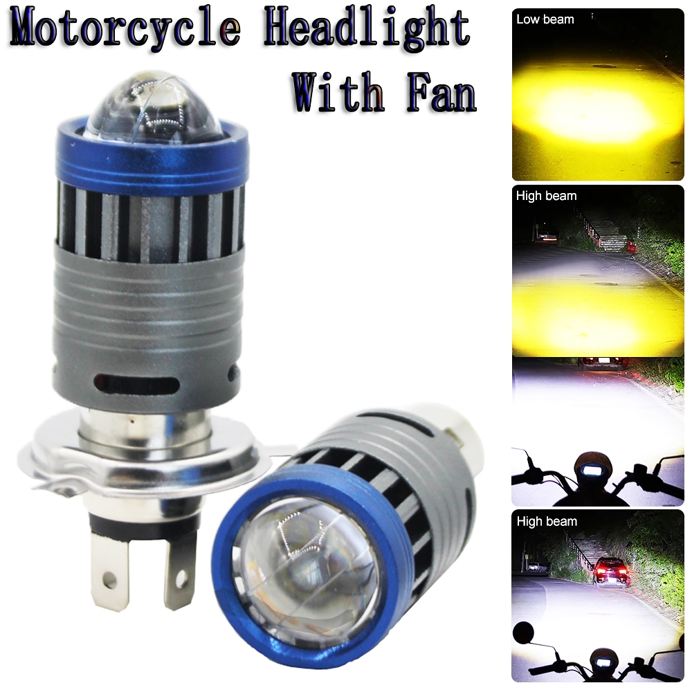 พัดลมระบายความร้อน โปรเจคเตอร์ ไฟหน้ารถจักรยานยนต์ LED H4 HS1 T19 PX15D BA20D H6 HB2 20W 12V-80V สีขาว สีเหลือง 1 ชิ้น