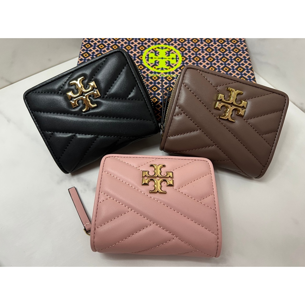 กระเป๋าสตางค์แบบพับได้ใหม่ของ Tory Burch กระเป๋าสตางค์ใบสั้นกระเป๋าสตางค์ขนาดเล็กแพ็คการ์ด