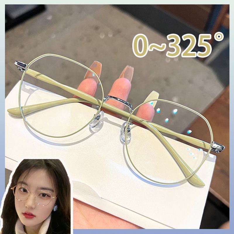 *Future star* แว่นตาแฟชั่น 0 ~ 325° แว่นสายตาสั้น ป้องกันแสงสีฟ้า กรอบแว่นทรงกลม ไม่แต่งหน้าใส่แว่นธรรมดา A8