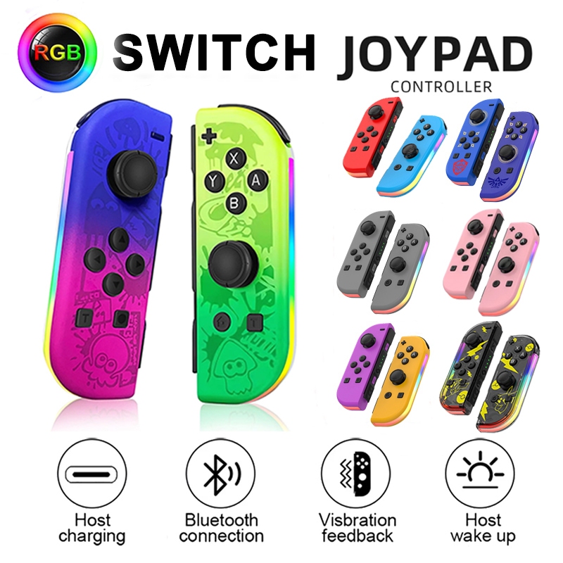 Joypad จอยแพดควบคุมไฟ RGB สั่นสะเทือน ซ้ายและขวา เข้ากันได้กับบลูทูธ สําหรับ Nintendo Switch Oled