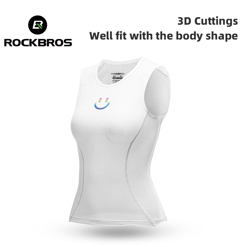 Rockbrros เสื้อกั๊กขี่จักรยาน ระบายอากาศ ผู้หญิง ซับเหงื่อ แห้งเร็ว แขนกุด ฐานชั้น สําหรับขี่จักรยาน กีฬา