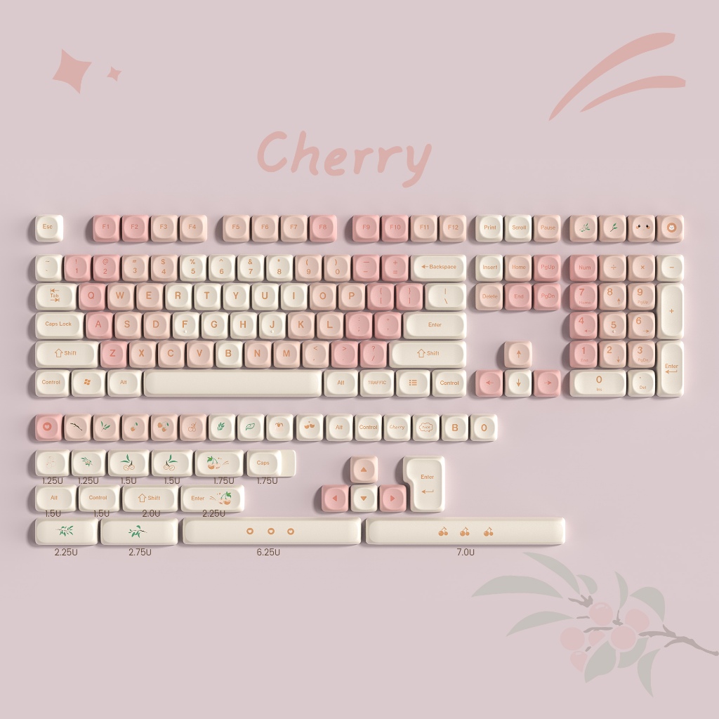 Xvx Cherry Pudding 143-Key MOA Profile Dye-Sub PBT Keycap Set