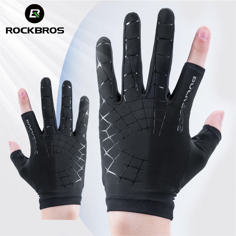 [Fulfilled by Shopee]ROCKBROS ถุงมือขี่รถ ถุงมือมอเตอร์ไซค์ กันแดด ระบายอากาศ ครึ่งนิ้ว กันลื่น UPF50+ป้องกันรังสียูวี ปั่นจักรยาน ตกปล