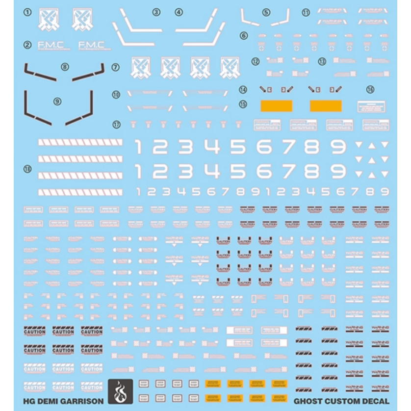 YAN GHOST TWFM HG 1/144 Demi Garrison Water Slide Decal Fluo Type