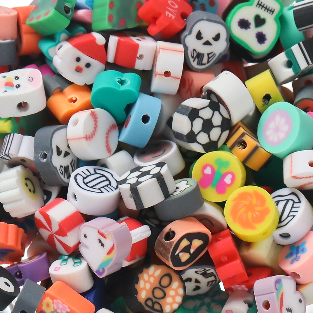 St. kunkka 20 ชิ้นลูกปัดเครื่องปั้นดินเผานุ่มหลายสไตล์ Polymer Clay Spacer ลูกปัดสําหรับประดับด้วยลูกปัดสร้อยข้อมือสร้อยคอ