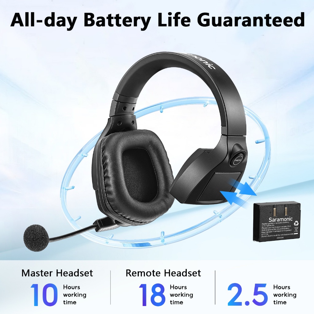 Saramonic WiTalk ระบบชุดหูฟังอินเตอร์คอมไร้สายแบบหูเดียวแบบสวมศีรษะแบบบูรณาการไร้สายโทรเต็มดูเพล็กซ์ 400 เมตรสําหรับฟิล์มยิงการแข่งขันแข่งติดตาม