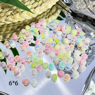 Rou Bao ดอกคามิเลียเรซิ่น ไล่โทนสี หลากสี สําหรับตกแต่งเล็บ DIY 50 ชิ้น