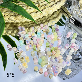 Rou Bao ดอกคามิเลียเรซิ่น ไล่โทนสี หลากสี สําหรับตกแต่งเล็บ DIY 50 ชิ้น