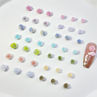 Rou Bao ดอกคามิเลียเรซิ่น ไล่โทนสี หลากสี สําหรับตกแต่งเล็บ DIY 50 ชิ้น