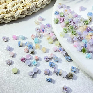 Rou Bao ดอกคามิเลียเรซิ่น ไล่โทนสี หลากสี สําหรับตกแต่งเล็บ DIY 50 ชิ้น