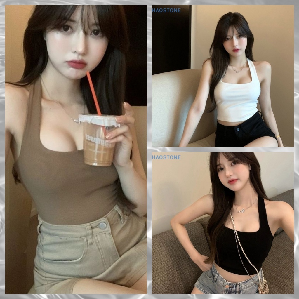 [HSSL]💥 เสื้อครอปคล้องคอแฟชั่น ตัวเว้าหลังเซ็กซี่ MCL