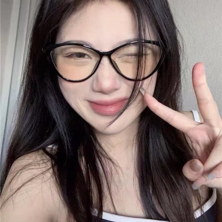 แว่นตา ทรงแคทอาย แบน ป้องกันแสงสีฟ้า สไตล์เกาหลี วินเทจ ของขวัญสําหรับนักเรียนผู้หญิง - รูปที่ 3