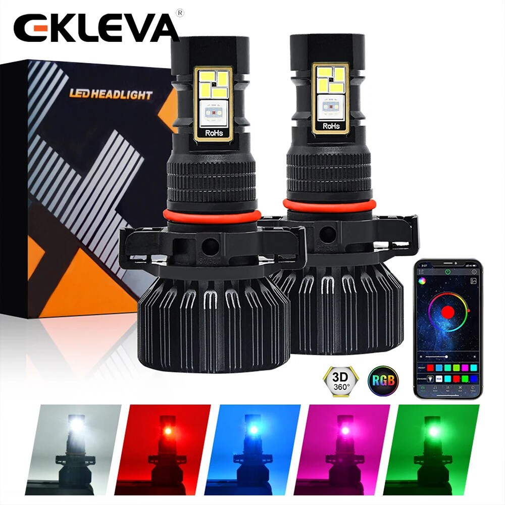 Ekleva หลอดไฟตัดหมอก LED RGB H8 H9 H10 9005 9006 5202 12V 5370 LED 15000LM อเนกประสงค์ สําหรับควบคุม