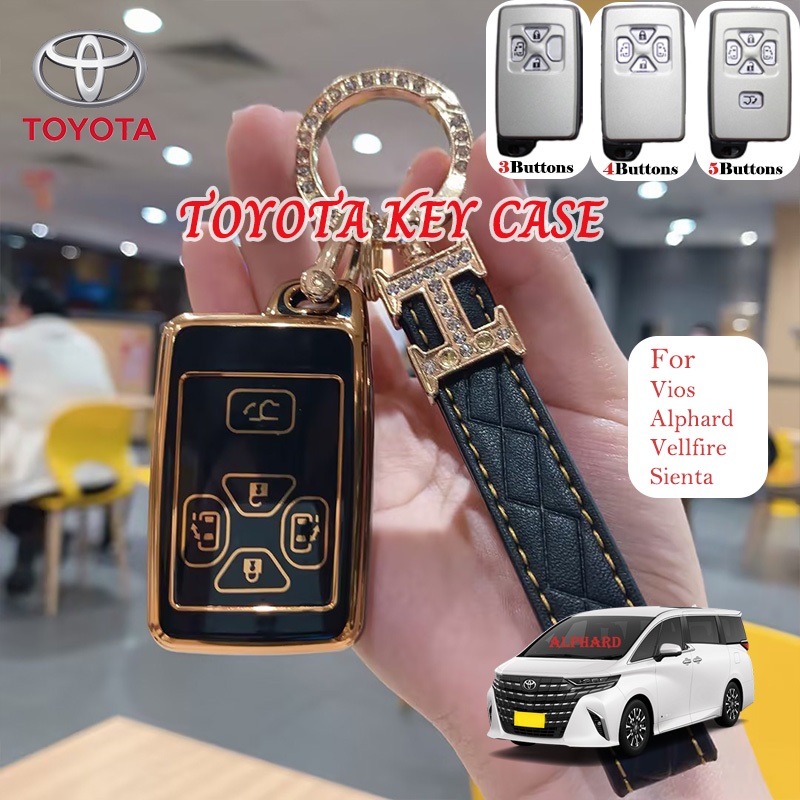 เคสกุญแจtpu Toyotaรถ3/4/5ปุ่มเคสกุญแจสําหรับToyota Alphard/Vellfire/Sineaหนังเชือกเส้นเล็กพวงกุญแจ