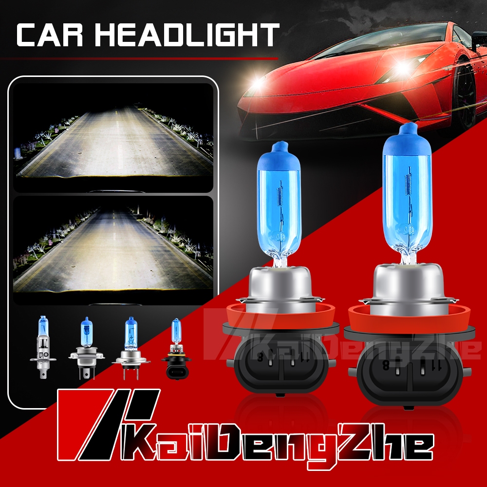 หลอดไฟฮาโลเจน H1 H3 H4 H7 H8 H11 9006 55W 12V 5000K สว่างมาก สีขาว สําหรับรถจักรยานยนต์ รถยนต์ 2 ชิ้