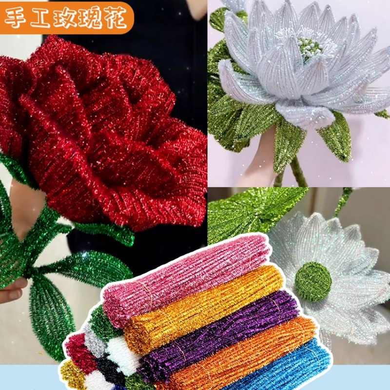 ชุดลวดกํามะหยี่ เส้นใหญ่ หนาประมาณ DIY สําหรับของขวัญวันแม่ วันวาเลนไทน์ 100 ชิ้น