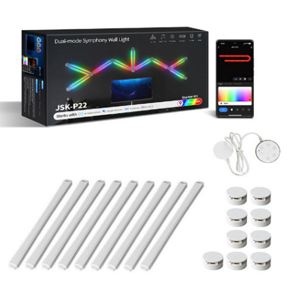 โคมไฟติดผนัง RGB LED WIFI APP DIY ฟรีประกบบรรยากาศบรรยากาศกลางคืนเพลงจังหวะทีวีแบ็คไลท์ห้องนอนเกมโคมไฟตกแต่งห้อง