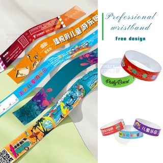 100 ชิ้น สติกเกอร์สายรัดข้อมือกันน้ำ สติกเกอร์ tyvek ข้อมือทิ้ง มือวาดแท็กความบันเทิงปาร์ตี้คอนเสิร์ตสติ๊กเกอร์