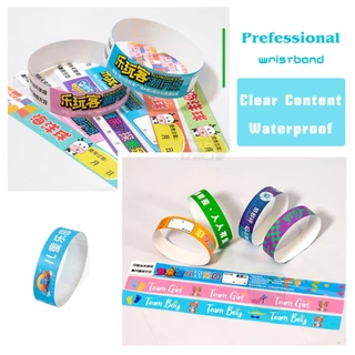 100 ชิ้น สติกเกอร์สายรัดข้อมือกันน้ำ สติกเกอร์ tyvek ข้อมือทิ้ง มือวาดแท็กความบันเทิงปาร์ตี้คอนเสิร์ตสติ๊กเกอร์