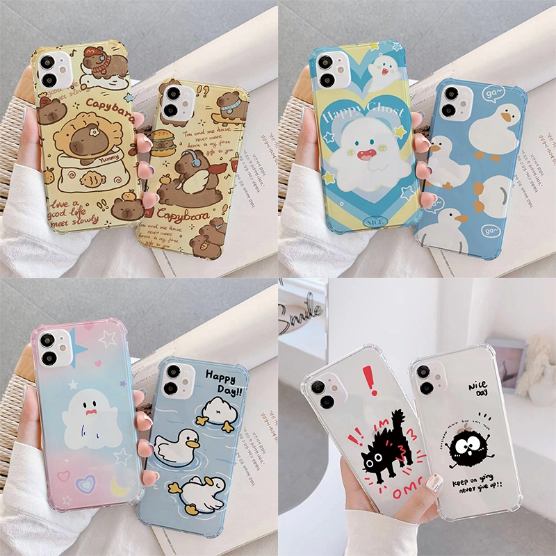 เคสป้องกันโทรศัพท์มือถือ แบบหนา สี่มุม ลายการ์ตูน สําหรับ Google Google Pixel 8 7a 7 6a 5A 6 5 4 3A 3 2 XL pro