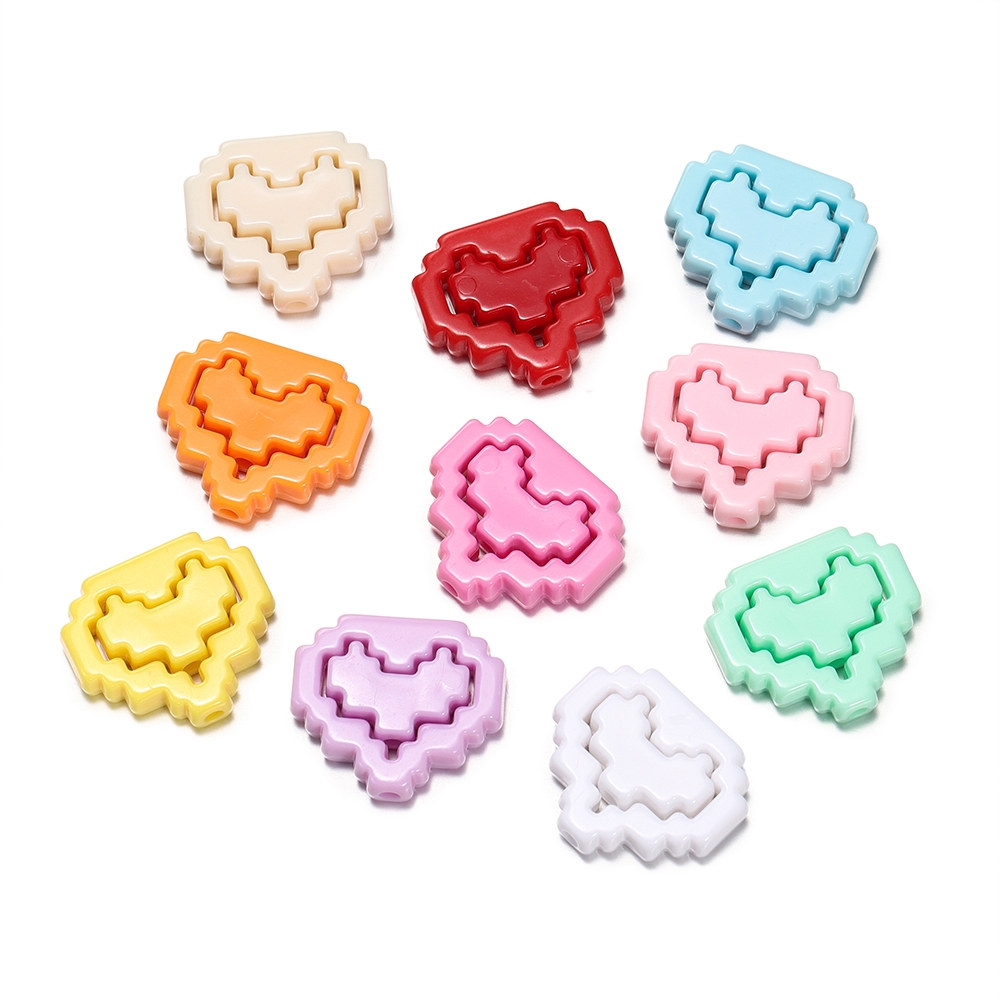 ลูกปัดอะคริลิครูปหัวใจ 1-5ชิ้น สำหรับทำสร้อยข้อมือ สร้อยคอ DIY เครื่องประดับ งานฝีมือ ลูกปัดสุ่ม - รูปที่ 3