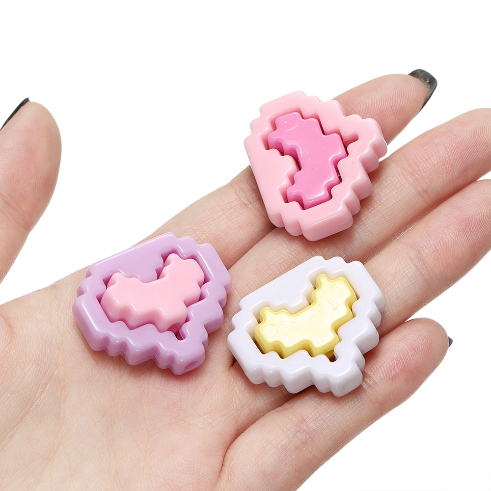 ลูกปัดอะคริลิครูปหัวใจ 1-5ชิ้น สำหรับทำสร้อยข้อมือ สร้อยคอ DIY เครื่องประดับ งานฝีมือ ลูกปัดสุ่ม - รูปที่ 2