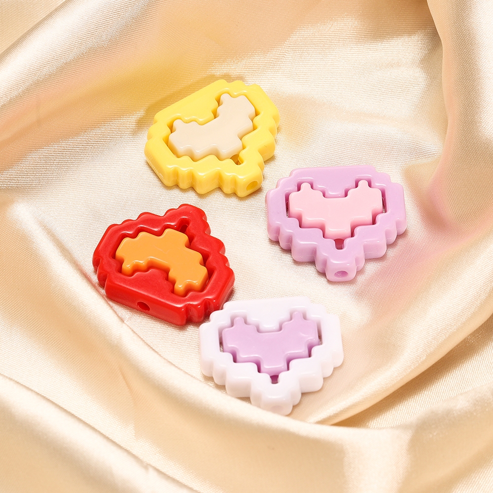 ลูกปัดอะคริลิครูปหัวใจ 1-5ชิ้น สำหรับทำสร้อยข้อมือ สร้อยคอ DIY เครื่องประดับ งานฝีมือ ลูกปัดสุ่ม - รูปที่ 5