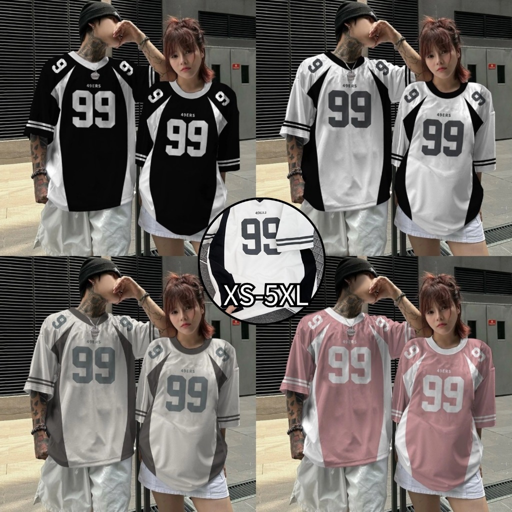 เสื้อยืดทรงหลวมสําหรับผู้ชายและผู้หญิง เลขที่. 99 สไตล์เกาหลี ขนาดใหญ่เกินไป เสื้อยืดบาสเก็ตบอล แบรนด์ท้องถิ่น