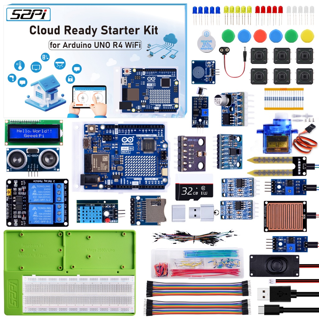 52Pi Cloud Starter Kit สําหรับเซ็นเซอร์บูรณาการ Arduino UNO R4 WiFi IoT