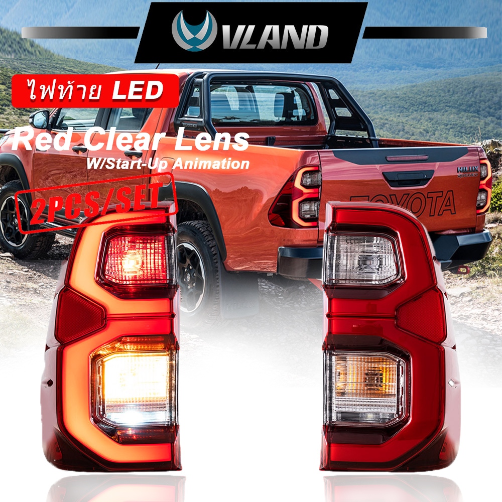 Vland ไฟท ้ าย LED สําหรับ 15-20 Toyota Hilux Revo SR5 8th Gens (GUN125,GUN126RTOP โคมไฟด ้ านหลังปร