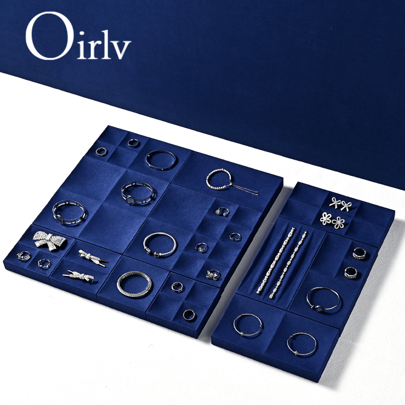 Oirlv ถาดกํามะหยี่ 4 สี สําหรับจัดเก็บเครื่องประดับ สร้อยคอ ต่างหู แหวน สร้อยข้อมือ P176 P177