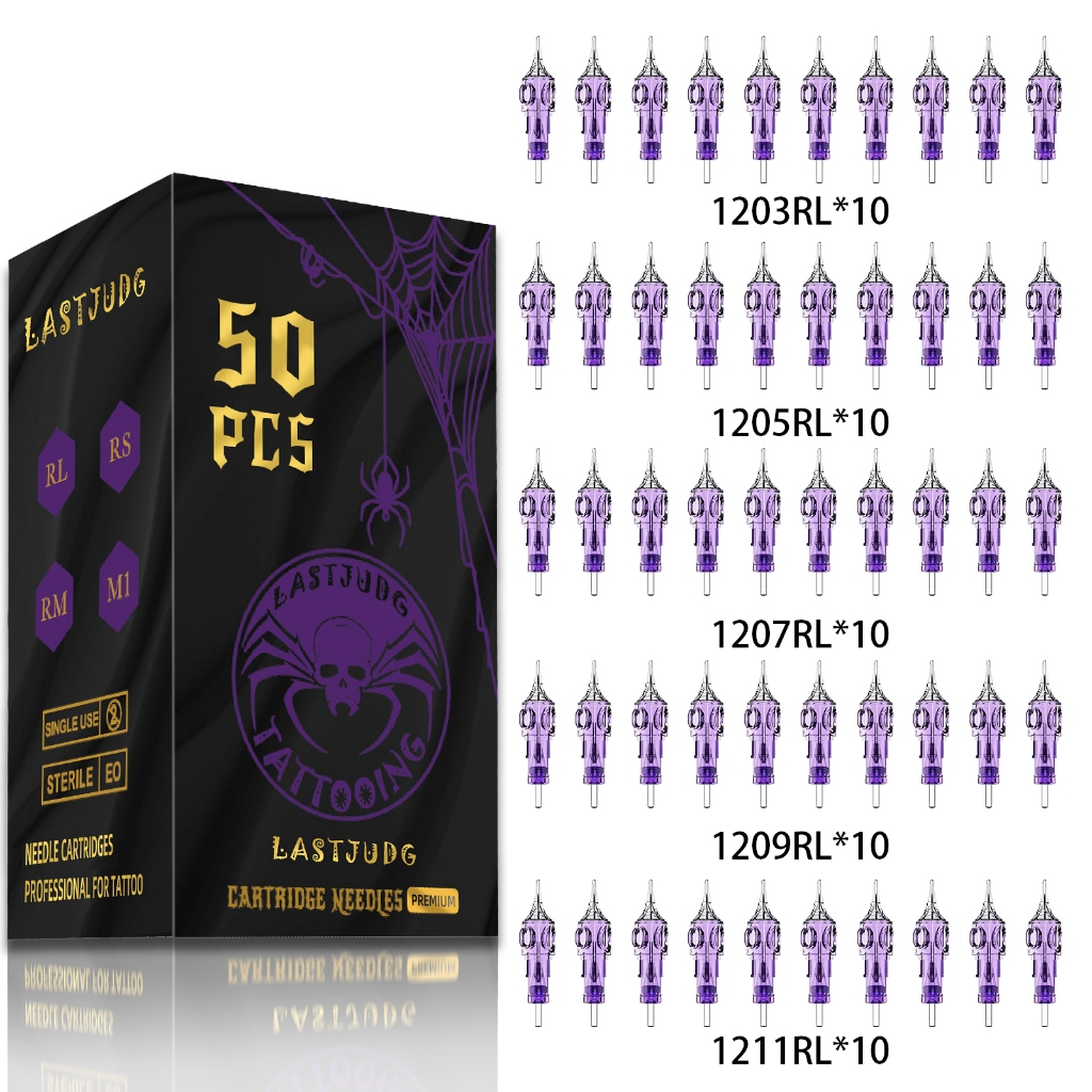 เข็มสักตลับหมึก 50 ชิ้น/กล่อง อุปกรณ์เสริมเครื่องสัก #12 เข็มสัก คละขนาด 0.35 มม. แบบใช้แล้วทิ้ง สําหรับศิลปินสัก