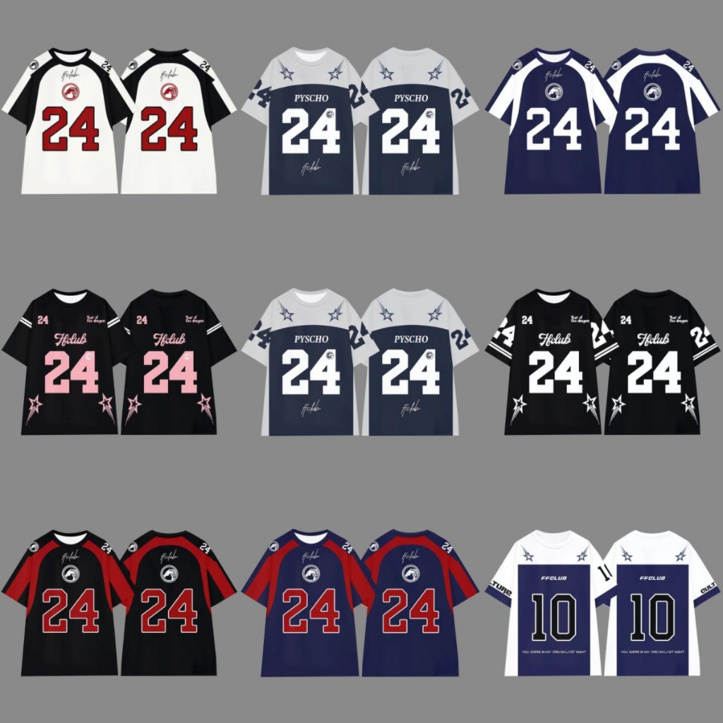 Oversize t-SHIRTS FOOTBALL CO-ORDINATION เสื้อยืดผู้ชายและผู้หญิง No. 24/10/11 เสื้อยืดบาส แบรนด์ท้องถิ่น