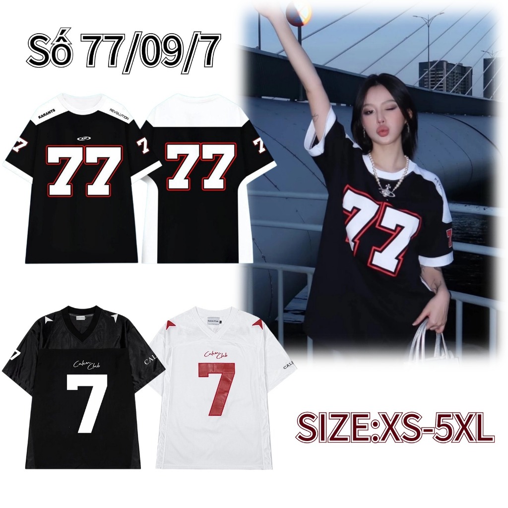 เสื้อยืดบาส เบอร์ 77 แขนสั้น Retro American บุคลิกภาพ No.09 เสื้อยืด Unisex อย่างเป็นทางการ Hotrend 2024