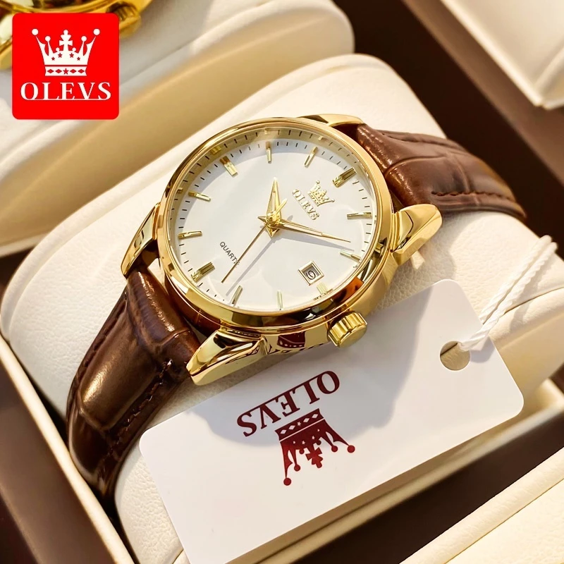 OLEVS นาฬิกา ข้อมือ ผู้หญิง แฟชั่น watch 100% นาฬิกาข้อมือกันน้ำได้ หญิง ควอตซ์ สีดำ เพชร แสงสว่าง นาฬิกาคู่ 6898-H