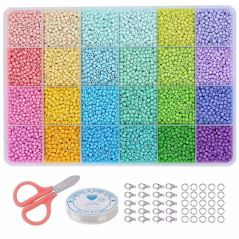ลูกปัดแก้ว สีพาสเทล 3 มม. 24 สี สีมาการอง สําหรับทําสร้อยข้อมือ DIY