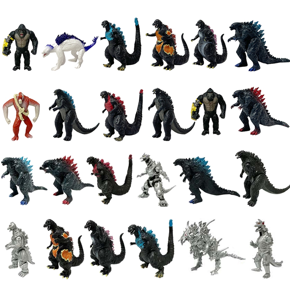 โมเดลฟิกเกอร์ PVC อนิเมะ King Kong vs Godzilla King Kong Mecha Godzilla Chimpanzee Q Version ขนาด 6-12 ซม. 12 ชิ้น ต่อชุด