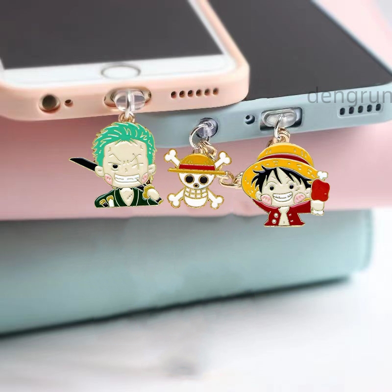 one piece luffy น่ารัก จุกเสียบกันฝุ่น ที่ห้อยโทรศัพท์ ไอโฟน iphone type c android ที่กันฝุ่นลําโพง