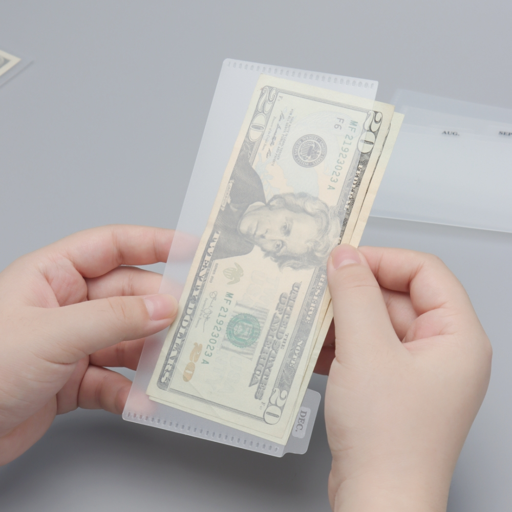 2 ชุด Frosted PP เงินซอง Dividers เงินสดซองจดหมาย Divider สกุลเงินแขน Dollar Bill Protector ผู้ถือสํ