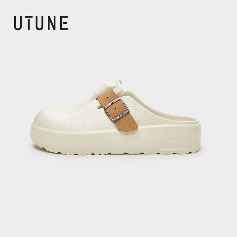 UTUNE ใหม่ รองเท้าแตะลําลอง ส้นหนา ไม่มีส้น ปรับได้ สไตล์เรโทร สําหรับสตรี 2024