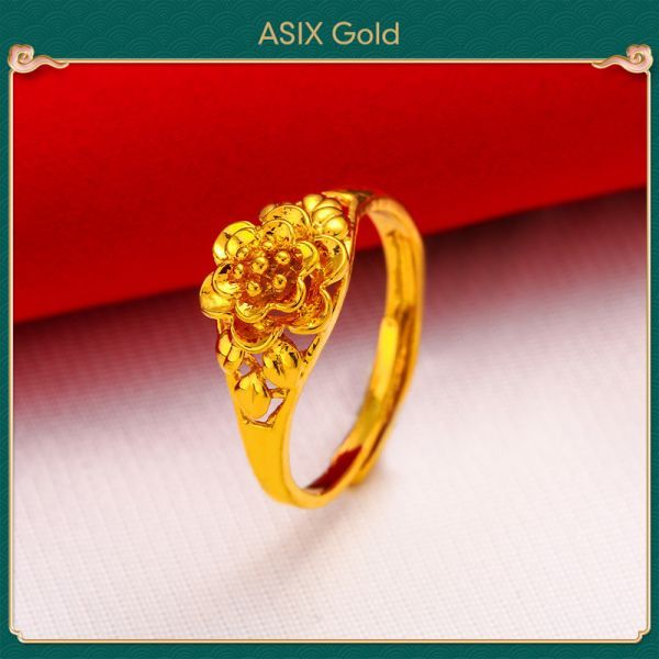 Asixgold Gold 916 แหวนผู ้ หญิงเกาหลีทองกรุงเทพ Saudi Gold ดอกไม ้ แหวน Elegant Charm เครื ่ องประดับ