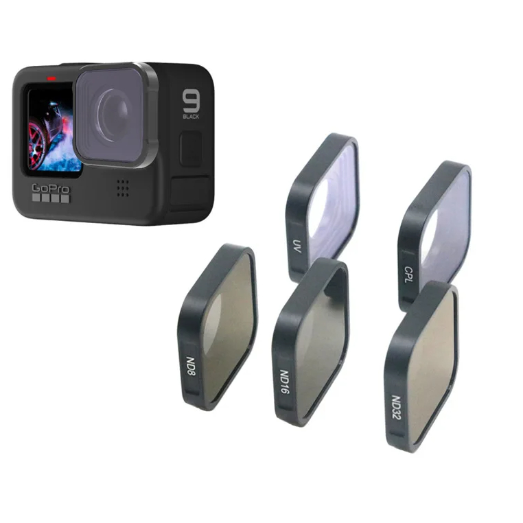 JSR UV CPL ND8 ND16 ND32 สําหรับ GoPro Hero 13 12 11 10 9 สีดําสีแดงตัวกรองชุด Go Pro กล้องโพลาไรซ์เลนส์อุปกรณ์เสริม
