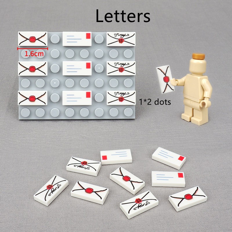โมเดลบล็อกตัวต่อ รูปตัวอักษร MOC Love Letter 3069 City Scene Mailbox 1*2 3 ชิ้น