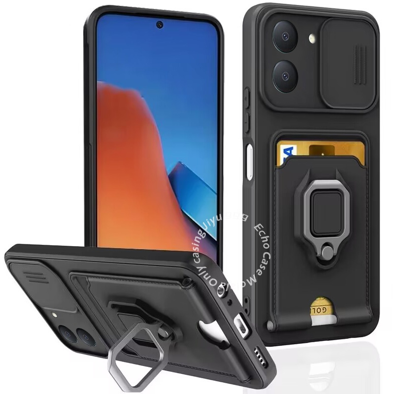 เคสสำหรับ เคสสำหรับ Vivo Y27 5G Y17s Y27s Y36 Y35 Y22s Y16 Y02s พร้อมช่องเสียบการ์ด, ขายึดแบบหมุนได้, ป้องกันเลนส์แบบกดดึง,เคสโทรศัพท์