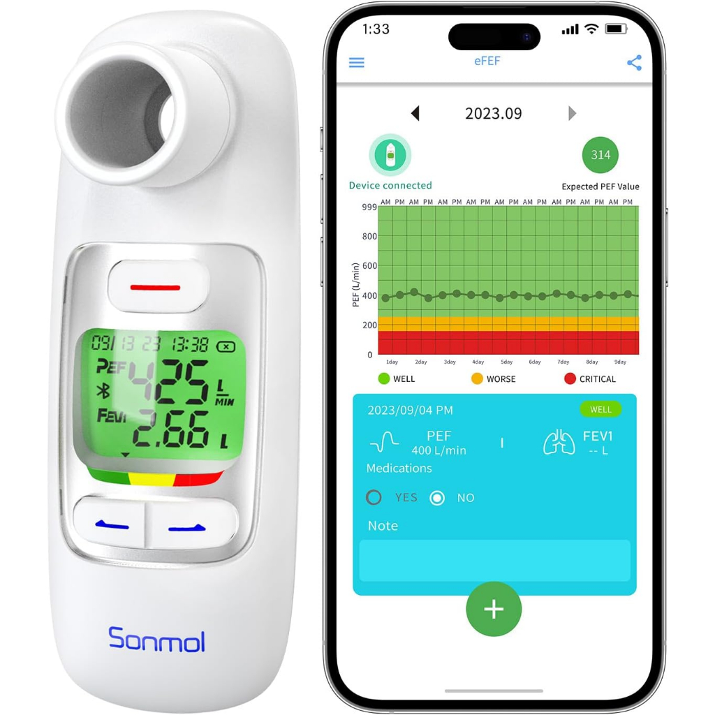 Spirometer Peak flow meter Sonmol อุปกรณ์ออกกําลังกายปอด แบบพกพา ปรับความต้านทานได้  หายใจ ออกกําลังกาย อุปกรณ์ช่วยหายใจ แบบพกพา สําหรับนักกีฬา และผู้ที่ชื่นชอบกีฬา