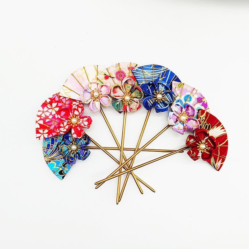 Shiningstars Handmade Sakura Hair Pin Hair Stick Kanzashi Kimono Yukata ญี ่ ปุ ่ นจีน