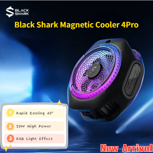 Black Shark FunCooler 2 3 Pro magnetic Cooler 4 Pro Cooler หม้อน้ําพัดลมระบายความร้อนกลับคลิปสําหรับโทรศัพท์ Gaming Cooler Stand RGB light effect BR42