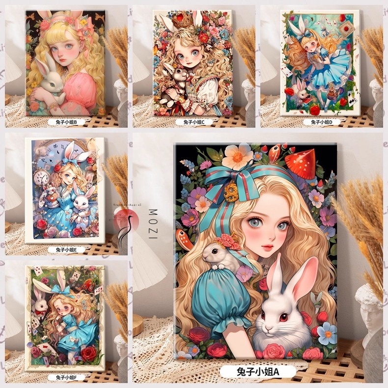 โมซี่ 30 * 40เซนติเมตร/40 * 50เซนติเมตรนางสาวกระต่ายทําเองภาพสีน้ํามันดิจิตอลภาพวาดอะคริลิบรรจุภาพวาดมือภาพวาดมือบีบอัดภาพวาดสีน้ํามันระบายสี