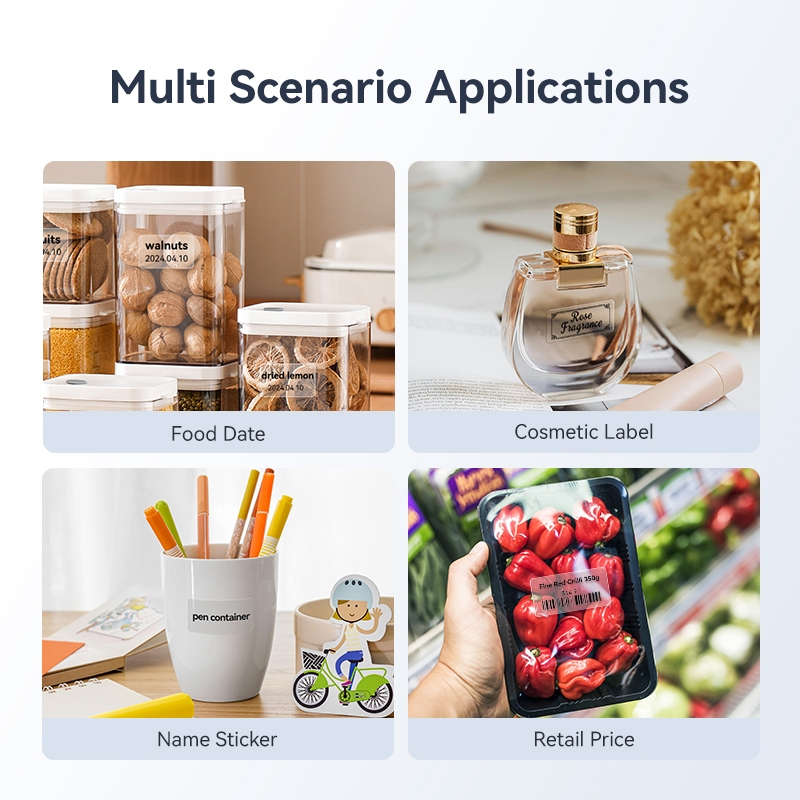 Niimbot 2 ม้วน B1/B21/B3S โปร่งใสสติกเกอร์ชื่อสติกเกอร์กันน้ําน้ํามันหลักฐานไม่มีกาวตกค้างป้ายกระดาษสําหรับ B1/B21/B3S เครื่องพิมพ์